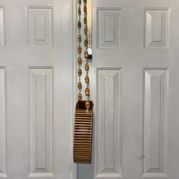 Womens Round Bamboo Bag Large Tote Lady Bag Shoulder Bag Handmade Basket Handbag - Picture 7 of 9